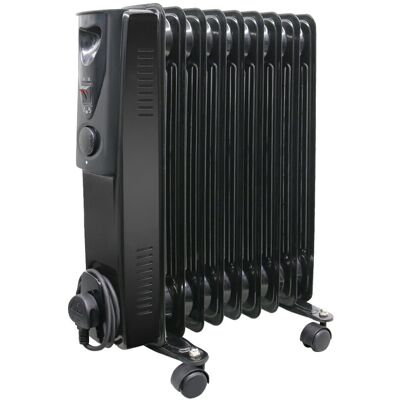 Warmehaus - Oil Filled Radiator Portable Electric Heater- 3 Heat Settings - Adjustable Temperature Thermostat - Gloss Black 9 Fin - 2000W Warmehaus - Oil Filled Radiator Portable Electric Heater- 3 Heat Settings - Adjustable Temperature Thermostat - Gloss Black 9 Fin - 2000W