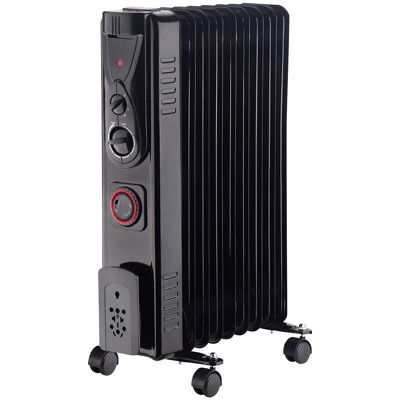 Warmehaus - Oil Filled Radiator Portable Electric Heater- 3 Heat Settings - Adjustable Temperature Thermostat - Safety Cut-Off with Timer- Black 9 Warmehaus - Oil Filled Radiator Portable Electric Heater- 3 Heat Settings - Adjustable Temperature Thermostat - Safety Cut-Off with Timer- Black 9
