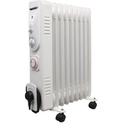 Warmehaus - Oil Filled Radiator Portable Electric Heater- 3 Heat Settings - Adjustable Temperature Thermostat - Safety Cut-Off with Timer- White 9 Warmehaus - Oil Filled Radiator Portable Electric Heater- 3 Heat Settings - Adjustable Temperature Thermostat - Safety Cut-Off with Timer- White 9