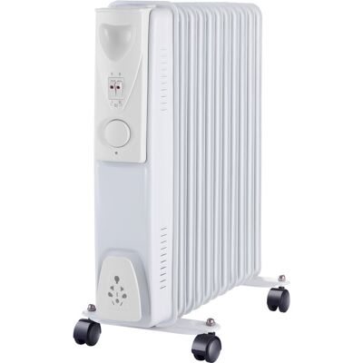 Warmehaus - Oil Filled Radiator Portable Electric Heater- 3 Heat Settings - Adjustable Temperature Thermostat - Safety Cut-Off - White 11 Fin - 2500W Warmehaus - Oil Filled Radiator Portable Electric Heater- 3 Heat Settings - Adjustable Temperature Thermostat - Safety Cut-Off - White 11 Fin - 2500W