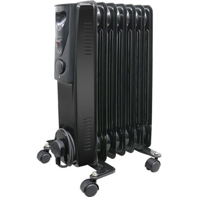 Warmehaus - Oil Filled Radiator Portable Electric Heater- 3 Heat Settings - Adjustable Temperature Thermostat - Gloss Black 7 Fins 1500W Warmehaus - Oil Filled Radiator Portable Electric Heater- 3 Heat Settings - Adjustable Temperature Thermostat - Gloss Black 7 Fins 1500W
