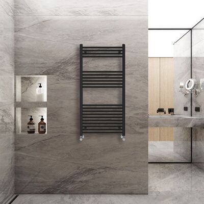 Warmehaus Straight Heated Towel Rail 1200x600mm Black Towel Rail Warmehaus Straight Heated Towel Rail 1200x600mm Black Towel Rail