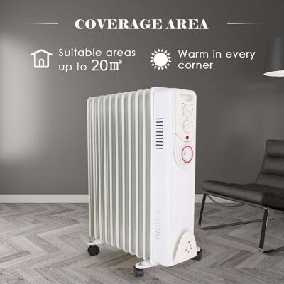 NRG - White Oil Filled Radiator 11 Fin 2500W Portable Electric Heater with 24H Timer NRG - White Oil Filled Radiator 11 Fin 2500W Portable Electric Heater with 24H Timer