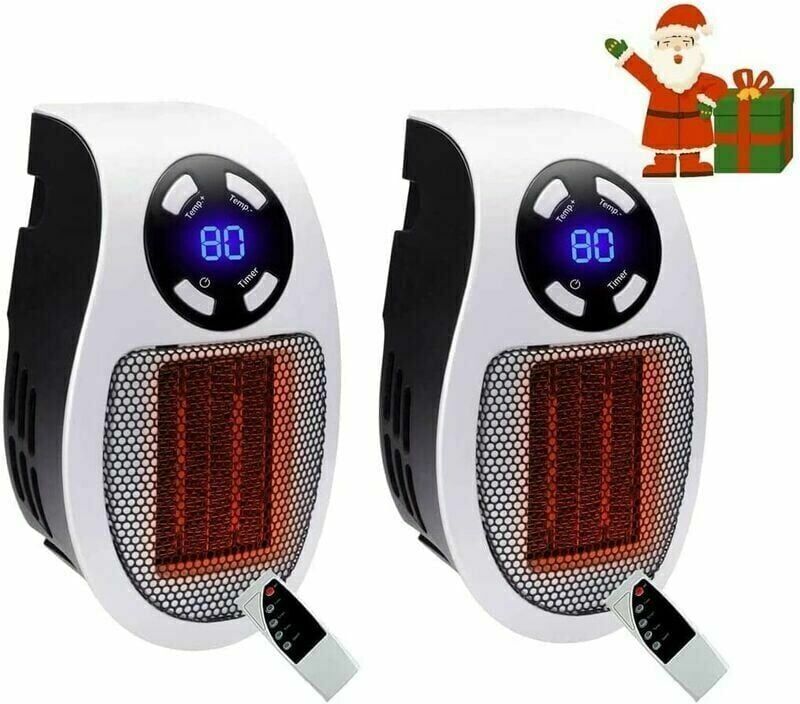 Swyeoot - 2 Pieces 500 Watt Ceramic Fan Heater Mini Fan Heater Economical Space Saving Portable Plug-In Heater with Thermostat and Timer, for Office,