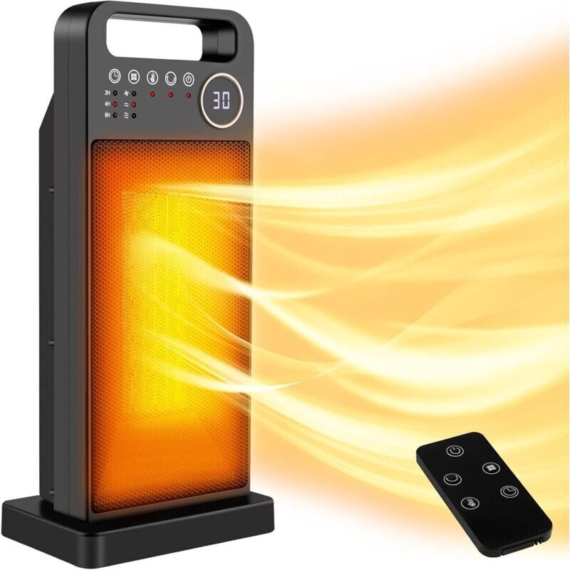 Tinor - 2000W Portable Fan Heater, Adjustable Space Heater with Remote Control, 12H Timer, 3 Temperature Modes, 60° Oscillation