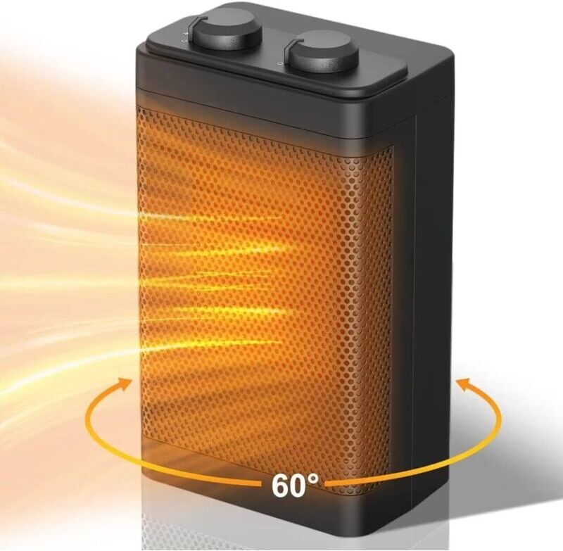 TINOR Electric Fan Heater, PTC Fan Heater 1500W Space Heater, 60° Oscillation, 3 Modes, Portable Energy Saving Heater