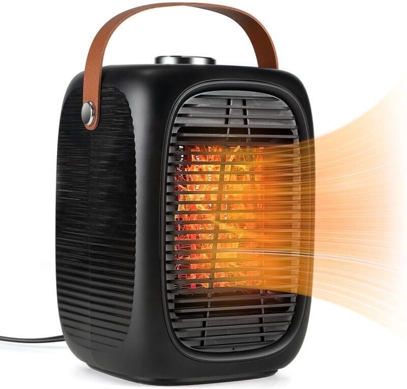 TINOR Fan Heater, 1000W Fan Heater, 3 Modes Energy Saving Electric Heater, ptc Ceramic Stove, Mini Portable Electric Heater for Bedroom, Office, Living Room