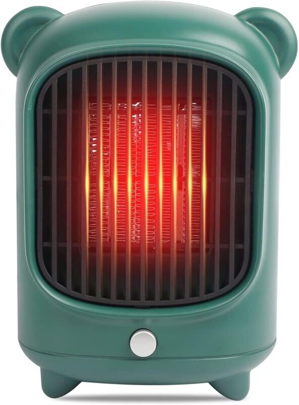 Tinor - Green Portable Ceramic Electric Heater Fan ptc Small Ceramic Heater Mini Fan Heater with Adjustable Thermostat 500W eu Plug Overheat