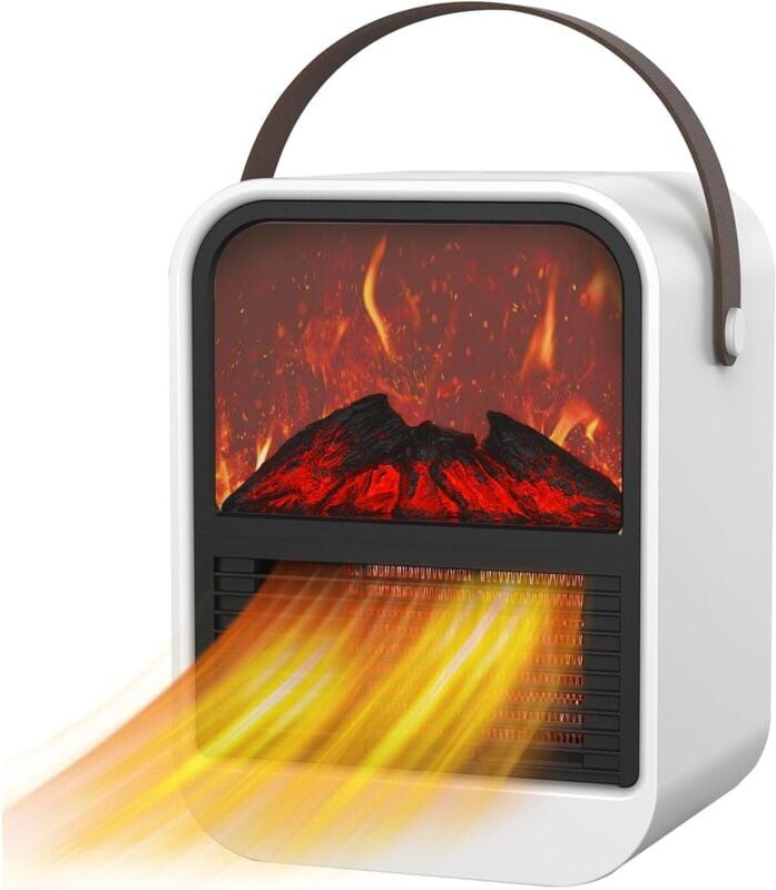 EDM Mini Energy Saving Fan Heater, Electric Fireplace Effect Heater Fan Space Heater 1500W for Living Room Bedroom Bathroom