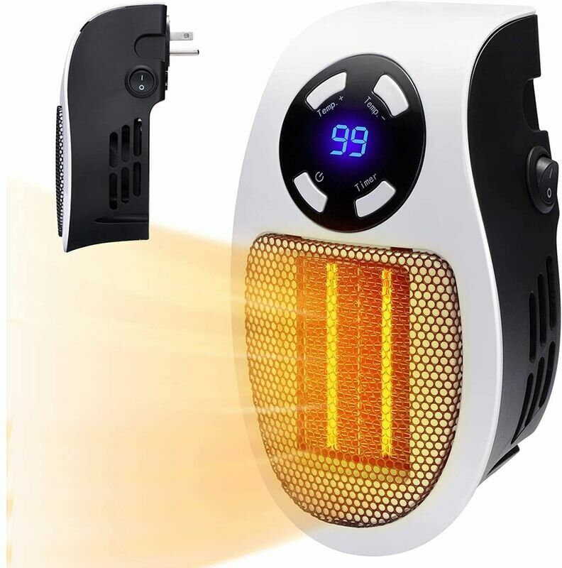 Dewdat - Portable Electric Heater Plug in Wall Heater Room Heating Stove Household Radiator Remote Warmer Machine 500W