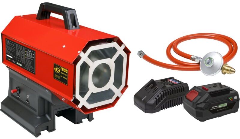 Sealey - LP69CCOMBO Space Warmer® Propane Heater 30,000-68,000Btu/hr (9-20kW) 230V with 20V 4Ah Kit
