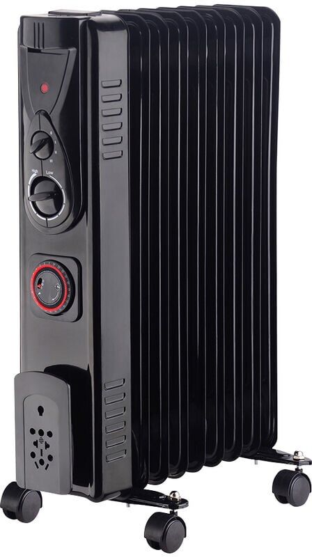Warmehaus - Oil Filled Radiator Portable Electric Heater- 3 Heat Settings - Adjustable Temperature Thermostat - Safety Cut-Off with Timer- Black 9
