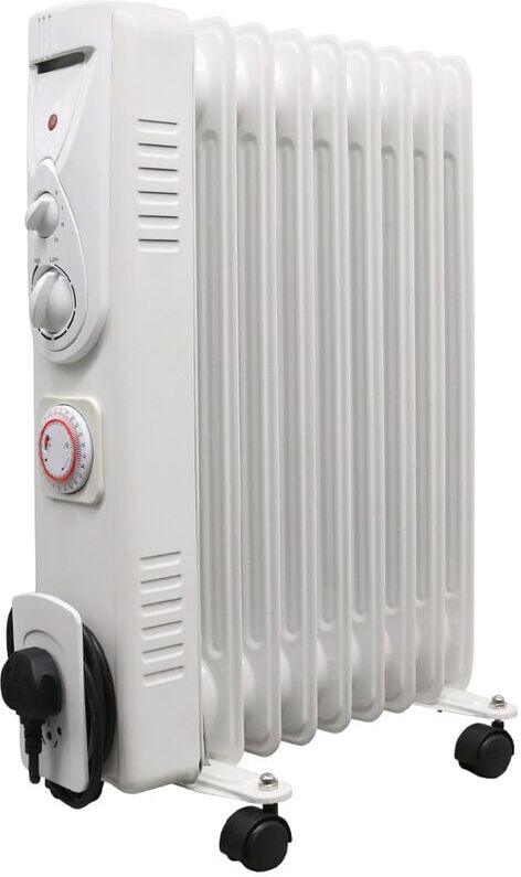 Warmehaus - Oil Filled Radiator Portable Electric Heater- 3 Heat Settings - Adjustable Temperature Thermostat - Safety Cut-Off with Timer- White 9