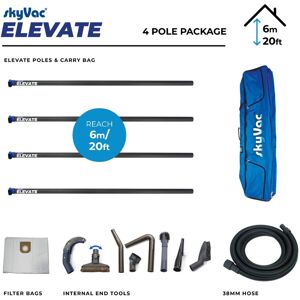 Elevate Clamped Poles Internal Suction 4 Pole Set 6m/20ft Reach - Skyvac