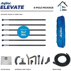 Elevate Clamped Poles Internal Suction 6 Pole Set 9m/30ft Reach - Skyvac