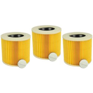 Set 3x Replacement Filters compatible with Dewalt D27902, D27900, D27901, D27902M Wet and Dry Vacuum Cleaner - Cartridge Filter, Yellow - Vhbw