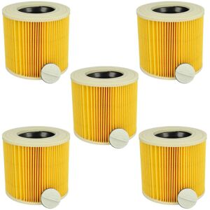 Set 5x Replacement Filters compatible with Kärcher nt 20/1 Me Classic, mv 3 Premium Wet and Dry Vacuum Cleaner - Cartridge Filter, Yellow - Vhbw