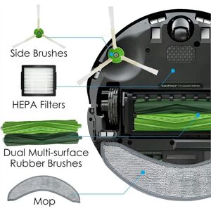 Tlily - 16PCS Accessories Kit for iRobot Roomba Combo J7+ Robotic Vacuum Cleaner Rubber Brush hepa Filter Side Brush Mop Cloth