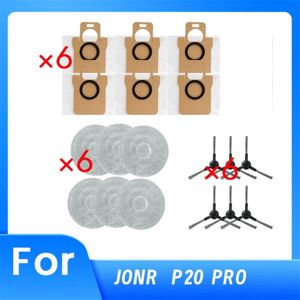 TLILY 18 Pcs Replacement Parts for P20 PRO Robotic Vacuum Cleaner 6Mop Cloths 6Dust Bags 6Side Brushes