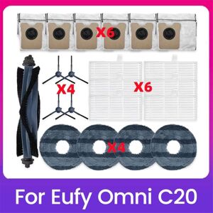Tlily - 21PCS for Omni C20 Robot Vacuum Cleaner Parts Main Brush Side Hepa Filter Dust Bag Mop Cloth Accessories
