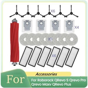 Tlily - 25PCS for Qrevo S/Qrevo Pro/Qrevo MaxV/Qrevo Plus Vacuum Cleaner Parts Main Side Brush Filter Mop Pad Dust Bag