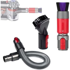 Mumu - 3pcs Anti-scratch Brushes for Dyson Vacuum Cleaner, Hose Attachments for V7/V8/V10/V11/V15, Flexible Extension Pole for Dyson