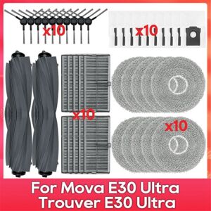 Tlily - 42PCS for E30 Ultra/Trouver Ultra Robot Spare Part Accessories Main Side Brush Filter Mop Cloth Dust Bag