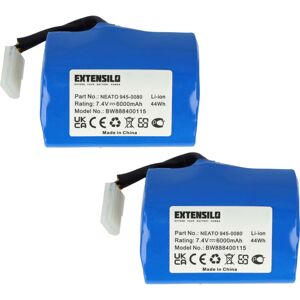 EXTENSILO 2x Replacement Battery compatible with Neato XV-15, XV-21, XV-14 Power Tools, Vacuum Cleaner, Robot Vacuum Cleaner (6000 mAh, Li-ion, 7.4 v)