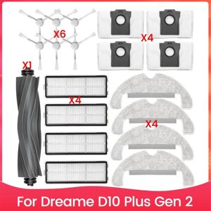 Tlily - For D10 Plus Gen 2 Robot Vacuum Cleaner RLD32GD Accessories Main Side Brush Hepa Filter Mop Cloth Dust Bags