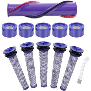 Tlily - For Dyson V8 V7 Cordless Vacuum Cleaner Replacement Part hepa Filters Roller Brush Kit Part 965661-01 & 967478-01