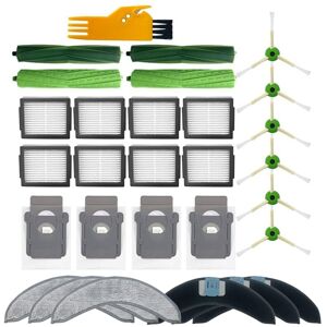 Tlily - For iRobot Roomba Combo J7+ Vacuum Cleaner Rubber Brush Hepa Filter Side Brush Mop Cloth Dust Bag Spare Parts