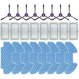 Tlily - For Midea VCR10W / VCR09B / VCR08 Side Brush Hepa Filter Mop Cloths Rag Robot Vacuum Cleaner Accessory Spare Part,24PCS