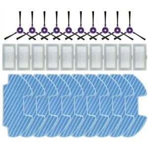 Tlily - For Midea VCR10W / VCR09B / VCR08 Side Brush Hepa Filter Mop Cloths Rag Robot Vacuum Cleaner Accessory Spare Part,30PCS
