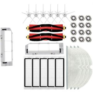 Tlily - For Roborock S50 T7Pro T6 P5 S5 Vacuum Cleaner Hepa Filter Mop Cloth Part 2 x Roller 6X Universal Wheel Main Side Brush
