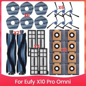 Tlily - For X10 Pro Omni Robot Vacuum Parts Main Roller Side Brush Filter Mop Cloth Dust Bags Accessories Kit