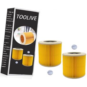 TOOLIVE Karcher Vacuum Cleaner Filter, 2PCS Filters For Kärcher Vacuum Cleaners,Cartridge Filter Compatible With Karcher,Replacement For WD2 WD3 WD1 MV2 MV3