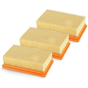 ALWAYSH Promotion Pack of 3 Macaron Pleated Flat Replacement Filter Karcher MV4 MV5 MV6 WD4 WD5 WD6, WD4P WD5P WD6P Wet-Dry Vacuum - replaces 2,863-005,0