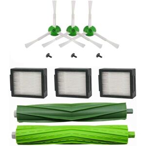 Coavas - Replacement parts kit Compatible with Roomba i7 i7+ E5 E6 E7 - Pack of side brushes, rollers and Hepa filters.