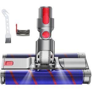 Tlily - Soft Double Roller Brush Floor Head with led Headlights for Dyson V7V8V10V11V15 Vacuum Cleaners Parts Rotatable