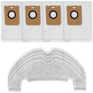 Linghhang - Suitable for Dreame D10 Plus RLS3D Robot Vacuum Cleaner Accessory Kit, Replacement Parts, Including 4 Cleaning Cloths and 4 Vacuum Bags