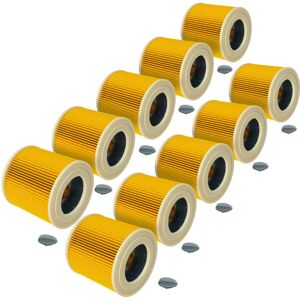 10x Cartridge Filter compatible with Kärcher mv 3 Fireplace Kit, mv 3 p, mv 3, mv 2 Premium, mv 3 Car Kit Vacuum Cleaner - Yellow - Vhbw