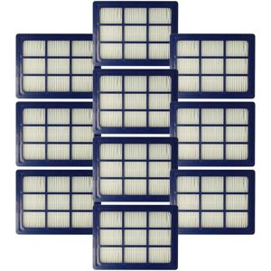 Vhbw - 10x Filter compatible with Nilfisk GD5 Hepa, GD10 Hepa, GU355, GD5 Hepa Basic, Saltix 10, GU455 Vacuum Cleaner - hepa filter Blue White