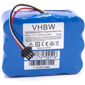 Battery compatible with Robots JNB-XR210, JNB-XR210B, JNB-XR210C Home Cleaner Blue (3000mAh, 14.4 v, NiMH) - Vhbw