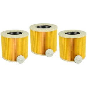 Set 3x Replacement Filters compatible with Kärcher mv 3 p Extension Kit Wet and Dry Vacuum Cleaner - Cartridge Filter, Yellow - Vhbw