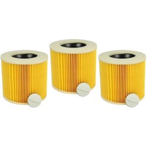 Set 3x Replacement Filters compatible with Kärcher WD3P Extension Kit, wd 3 Premium Wet and Dry Vacuum Cleaner - Cartridge Filter, Yellow - Vhbw
