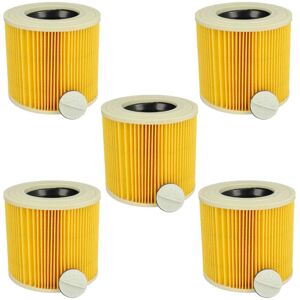 vhbw Set 5x Replacement Filters compatible with Kärcher WD3P Extension Kit, WD 3 Premium Wet and Dry Vacuum Cleaner - Cartridge Filter, Yellow