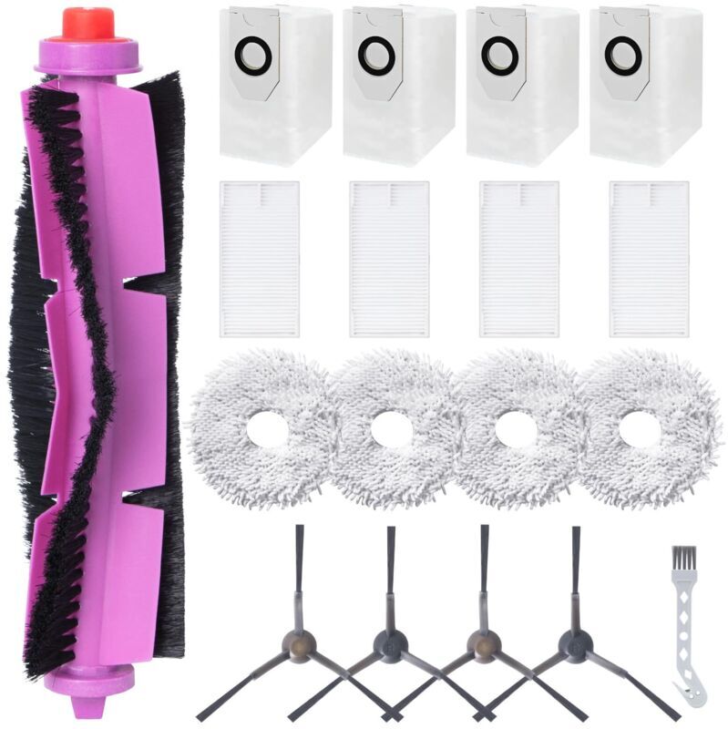 Tinor - Eureka J12 Ultra Robot Vacuum Cleaner Accessory Kit, 1 Main Brush, 4 hepa Filters, 4 Cloths, 4 Dust Bags, 4 Side Brushes