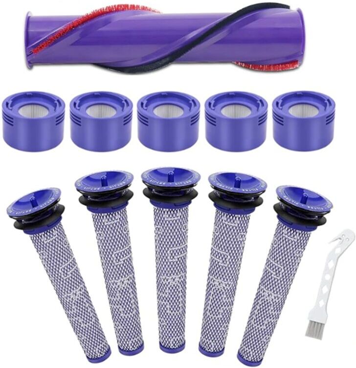 Tlily - For Dyson V8 V7 Cordless Vacuum Cleaner Replacement Part hepa Filters Roller Brush Kit Part 965661-01 & 967478-01
