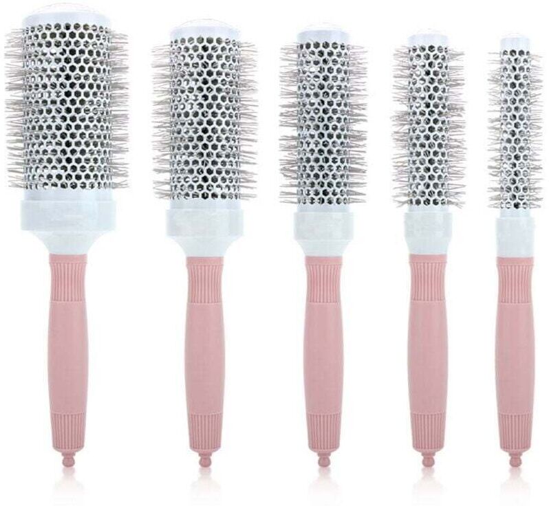 Ymyny - Sizes Organic Round Brush Set for Women, Recyclable Round Brush and Round Hair Brush Set for Blow Drying, Sustainable Gifts in Pink mumu
