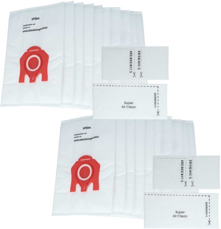 20x Vacuum Cleaner Bag compatible with Miele Jazz Plus, Limited Edition, m.a.x. Vacuum Cleaner - Microfleece, 27.5 cm x 18 cm White - Vhbw